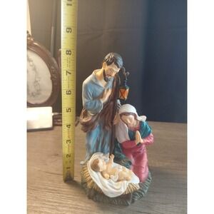 Ceramic Nativity Scene Mary Joseph Baby Jesus Figurine Christmas 9 Inch